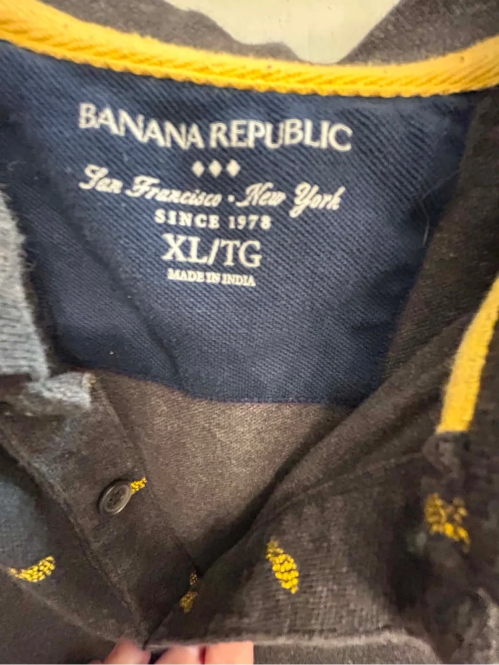 Banana Republic Men's Short Sleeve Polo Pineapple Shirt